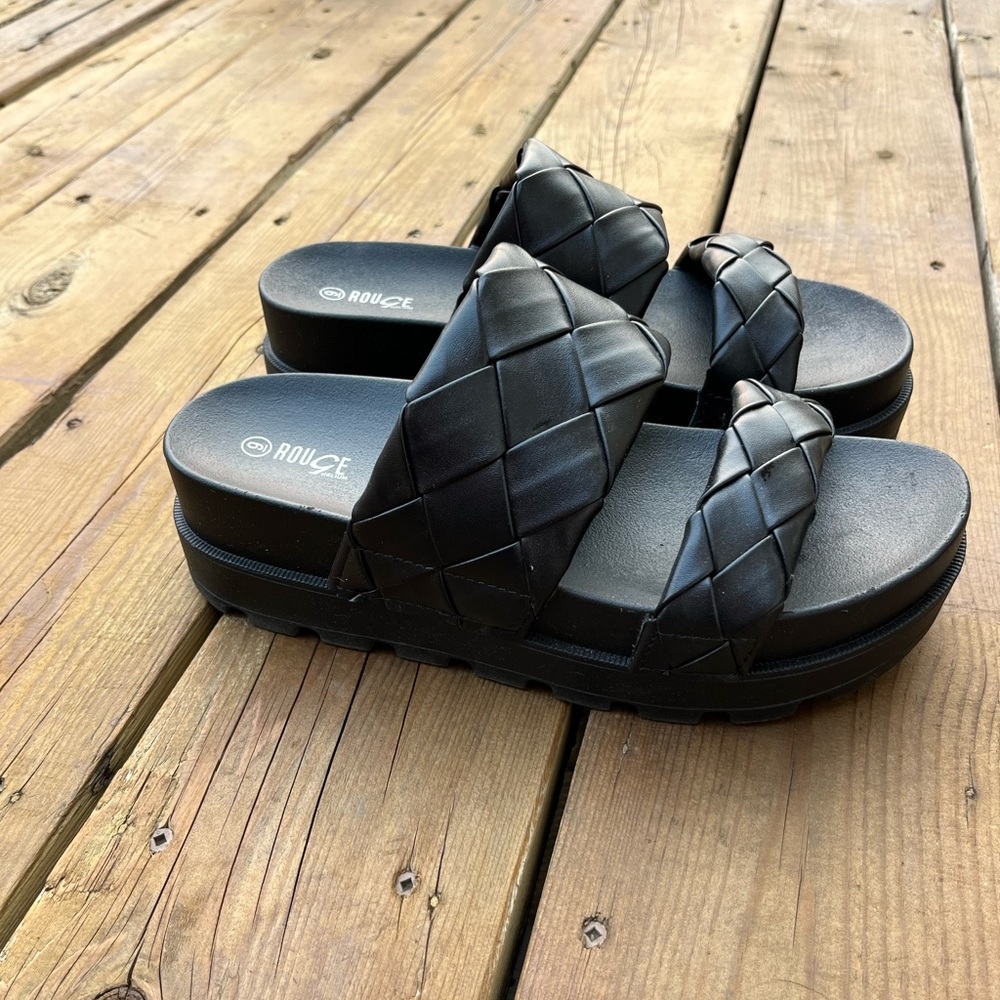 black braided sandals